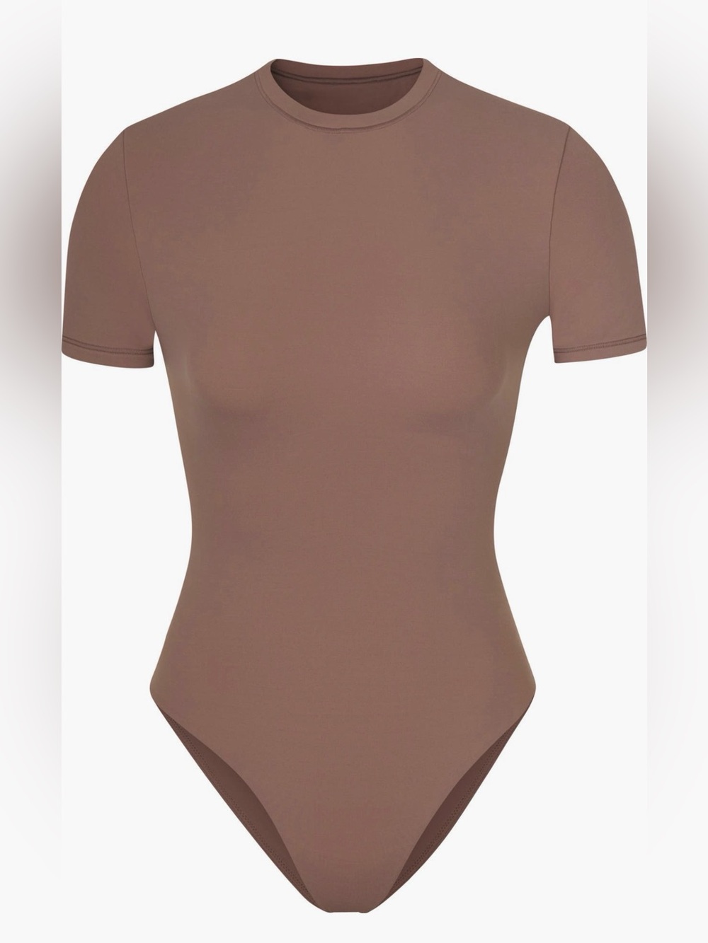 SKIMS Short-Sleeve Fits Everybody Crewneck Bodysuit in Umber